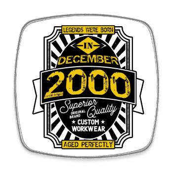2000 DECEMBER - Square fridge magnet - white - Front
