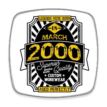 2000 MARCH - Square fridge magnet - white - Front