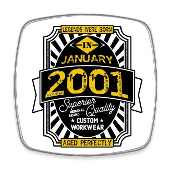 JANUAR 2001 - Viereckiger Kühlschrankmagnet - Weiß - Vorne