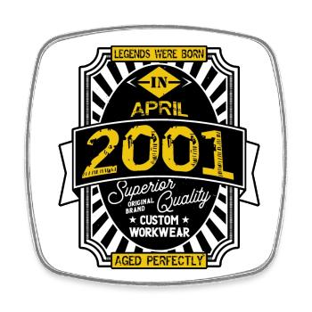 2001 APRIL - Square fridge magnet - white - Front