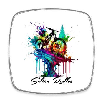 Cool and colorful design for cyclists - Square fridge magnet - white - Front
