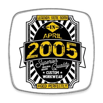 APRIL 2005 - Viereckiger Kühlschrankmagnet - Weiß - Vorne