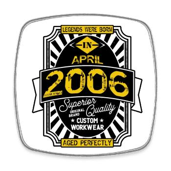 2006 APRIL - Square fridge magnet - white - Front