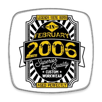 2006 FEBRUARY - Square fridge magnet - white - Front