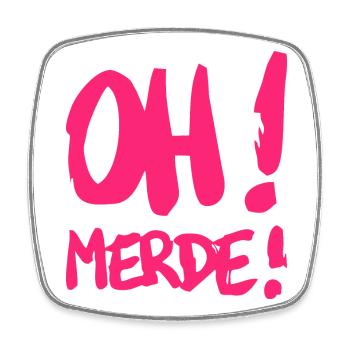 Merde - Magnet carré - blanc - Devant