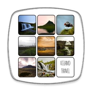 Islande Voyage - Magnet carré - blanc - Devant