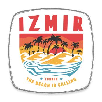 Izmir Türkei Palmen Design - Viereckiger Kühlschrankmagnet - Weiß - Vorne