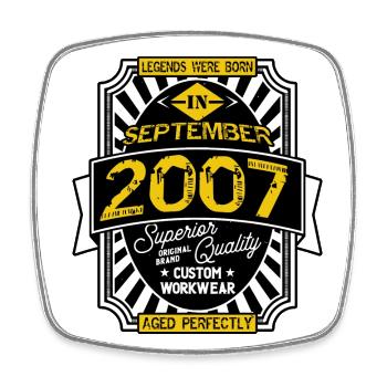 SEPTEMBER 2007 - Viereckiger Kühlschrankmagnet - Weiß - Vorne
