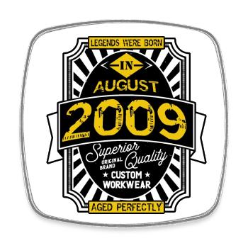2009 AUGUST - Square fridge magnet - white - Front