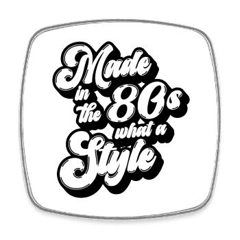 Made in the 80s schwarz weiss - Viereckiger Kühlschrankmagnet - Weiß - Vorne