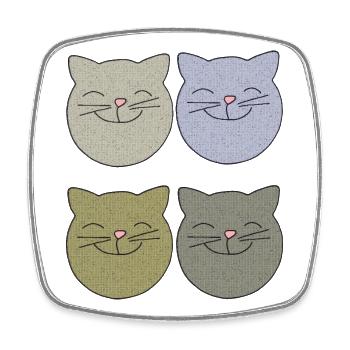 katzen 4er pack - Viereckiger Kühlschrankmagnet - Weiß - Vorne