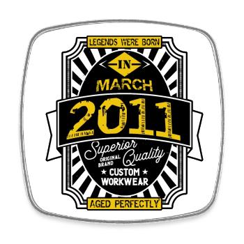 2011 MARCH - Square fridge magnet - white - Front