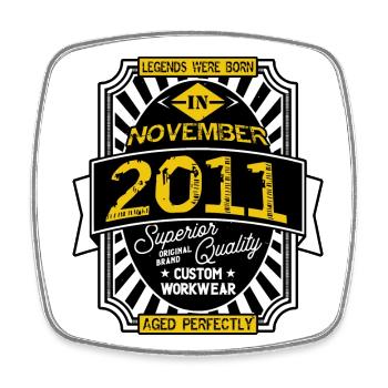 2011 NOVEMBER - Square fridge magnet - white - Front
