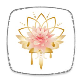 Lotus Blüte mit goldenem Blüten Symbol - Viereckiger Kühlschrankmagnet - Weiß - Vorne