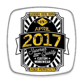 2017 APRIL - Square fridge magnet - white - Front