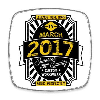 2017 MARCH - Square fridge magnet - white - Front