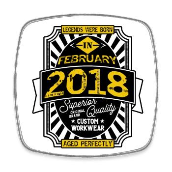 2018 FEBRUARY - Square fridge magnet - white - Front