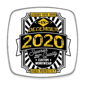 2020 DEZEMBER - Viereckiger Kühlschrankmagnet - Weiß - Vorne