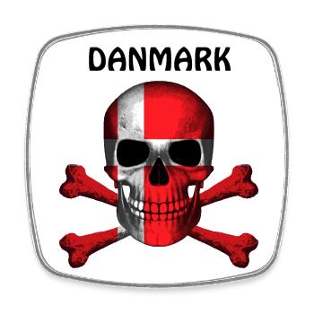 Skull Jolly Roger Pirate Flag Danmark R6Z - Square fridge magnet - white - Front