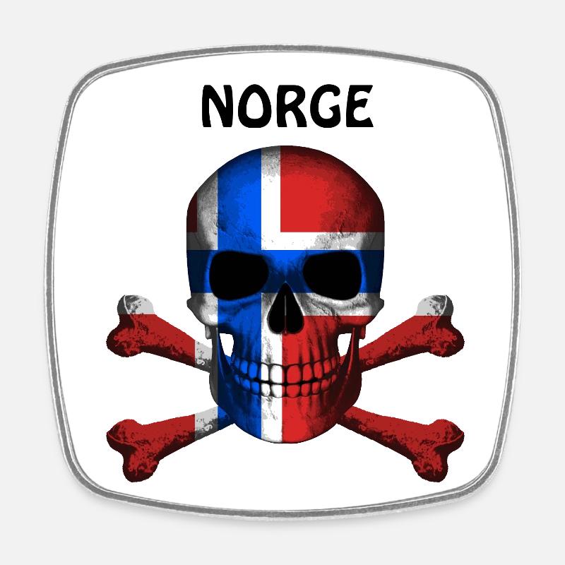 Skull Jolly Roger Pirate Flag Norge R6Z - Square fridge magnet - white