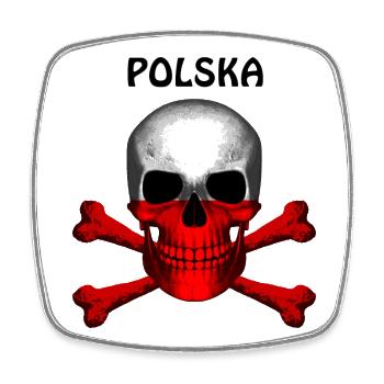 Skull Jolly Roger Pirate Flag Polska R6Z - Square fridge magnet - white - Front