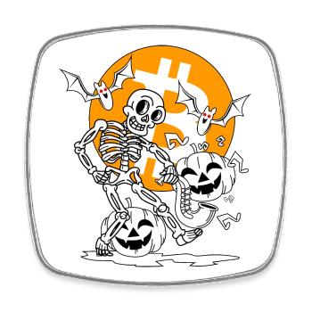 Ghoul's Halloween Bitcoin Party - Viereckiger Kühlschrankmagnet - Weiß - Vorne
