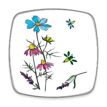 Kräuter, Kamille, Bienen - Viereckiger Kühlschrankmagnet - Weiß - Vorne
