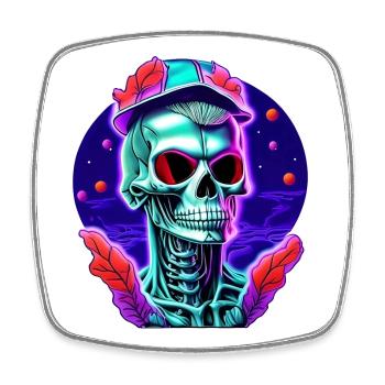 Squelette avec casquette - Magnet carré - blanc - Devant