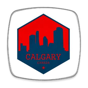 Calgary Skyline Kanada – Urbanes Emblem Design - Viereckiger Kühlschrankmagnet - Weiß - Vorne
