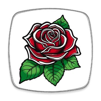 Crimson Rose Pop Art Bloom - Square fridge magnet - white - Front