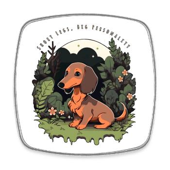 Dachshund Kawaii Puppy Dog Design - Square fridge magnet - white - Front