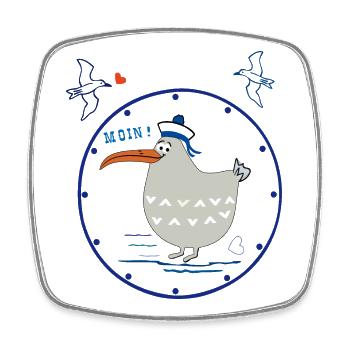 Moin, maritim, Möwe - Viereckiger Kühlschrankmagnet - Weiß - Vorne