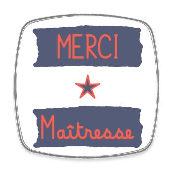 MERCI. MAÎTRESSE. MAÎTRE. MERCI MAÎTRESSE - Magnet carré - blanc - Devant