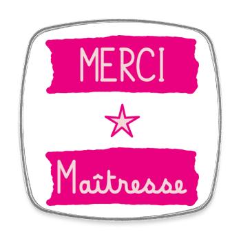 MERCI. MAÎTRESSE. MAÎTRE. MERCI MAÎTRESSE - Magnet carré - blanc - Devant