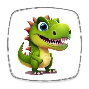 Sunny Green Dino Smile Tee Design - Square fridge magnet - white - Front