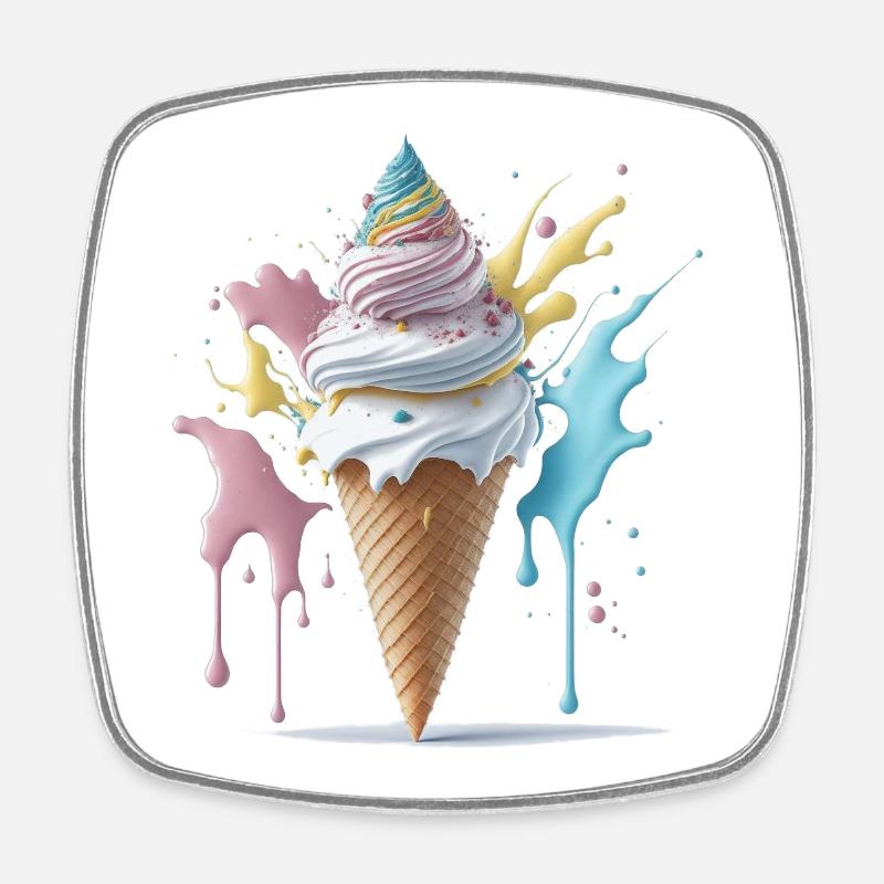 Eiscreme - Viereckiger Kühlschrankmagnet - Weiß