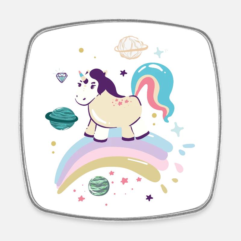 Licorne céleste sur arc-en-ciel - Magnet carré - blanc