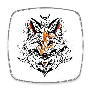 Tribal Fox Symbol Tattoo Woodland Animal - Square fridge magnet - white - Front