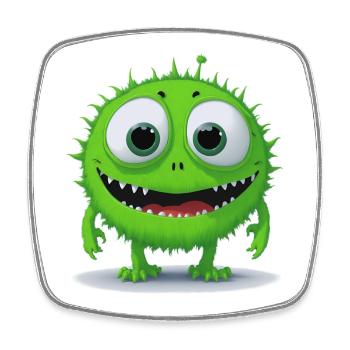 Petit monstre vert - Magnet carré - blanc - Devant