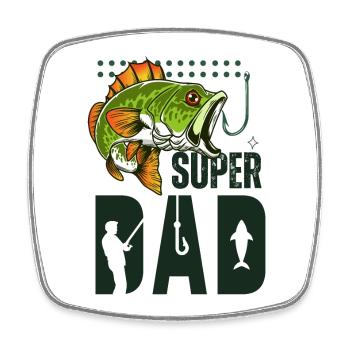 Super Dad Pêcheur - Magnet carré - blanc - Devant