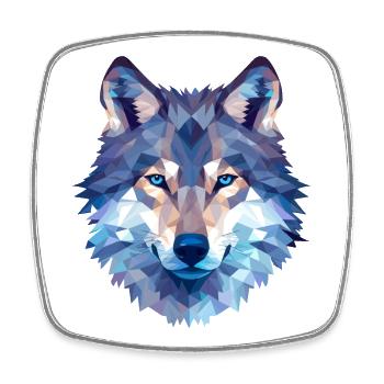 Conception du polygone du loup - Motif nature d’animaux sauvages - Magnet carré - blanc - Devant