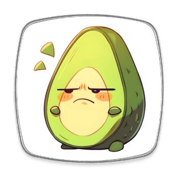 Wütende Avocado Cartoon Design - Viereckiger Kühlschrankmagnet - Weiß - Vorne