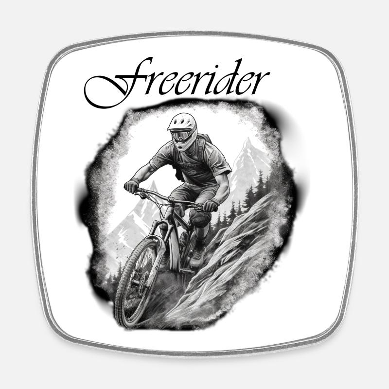 Freerider - Viereckiger Kühlschrankmagnet - Weiß