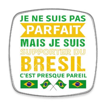 Supporter du Brésil cadeau supporter brésilien - Magnet carré - blanc - Devant