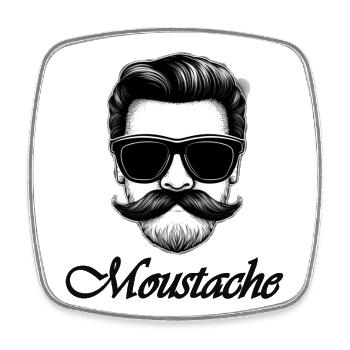 Moustache - Viereckiger Kühlschrankmagnet - Weiß - Vorne