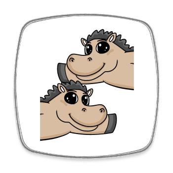 Horse Horses - Square fridge magnet - white - Front