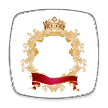 Cadre royal style armoiries avec couronne - Magnet carré - blanc - Devant