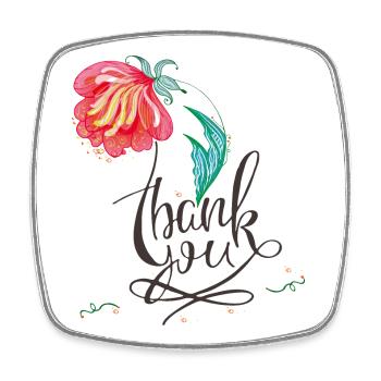 Floral Thank You Logo in Watercolor Style - Square fridge magnet - white - Front