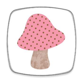 Champignon Points Motif Points Rose Fille Chanceux - Magnet carré - blanc - Devant