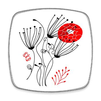 filigree delicate flowers, Flowers - Square fridge magnet - white - Front